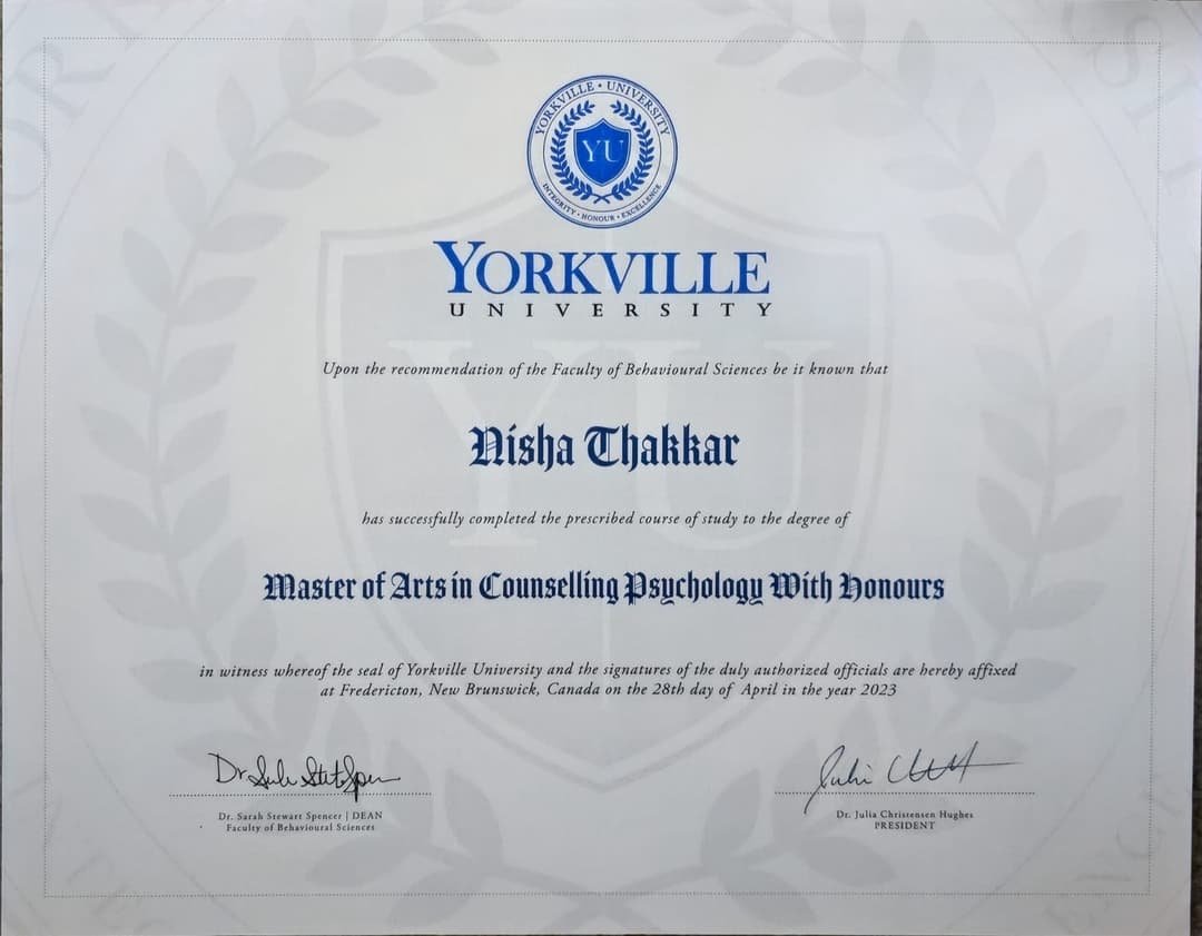 Master of Arts in Counselling Psychology with Honours, Yorkville University