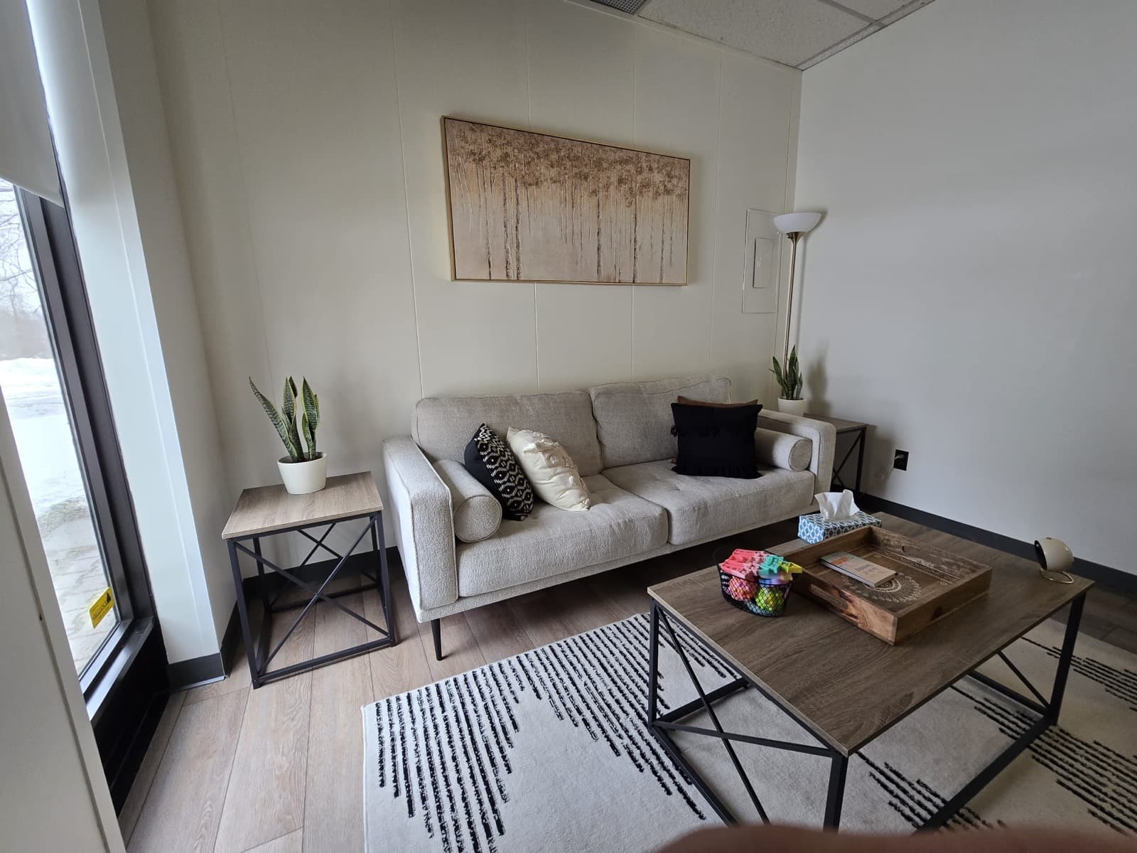 The Safe Space Therapy office in Brantford — a calm, light-filled room
